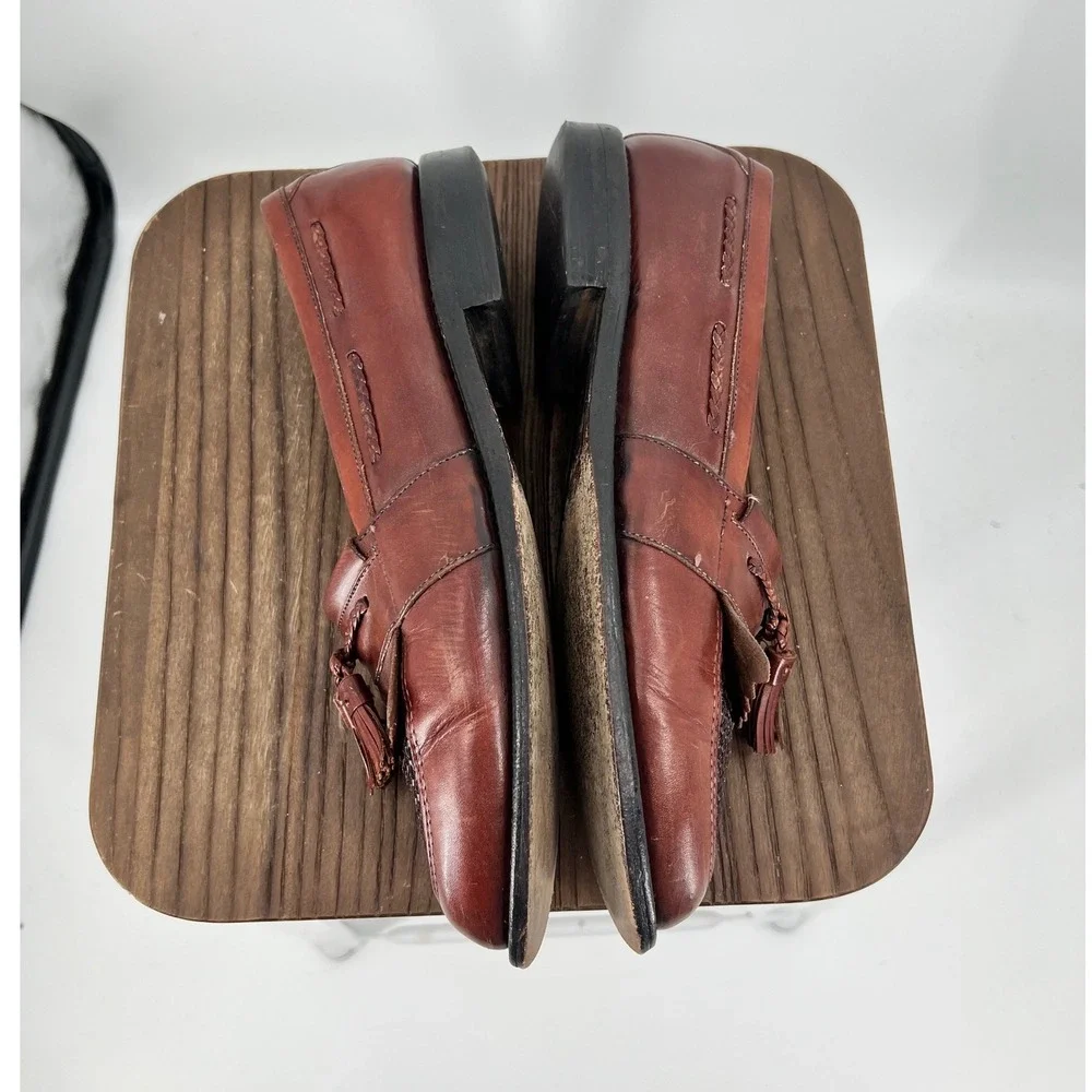 Allen Edmonds Cody Tassel Loafers Mens 9 B Chili Brown Woven Kiltie 1849 Dress